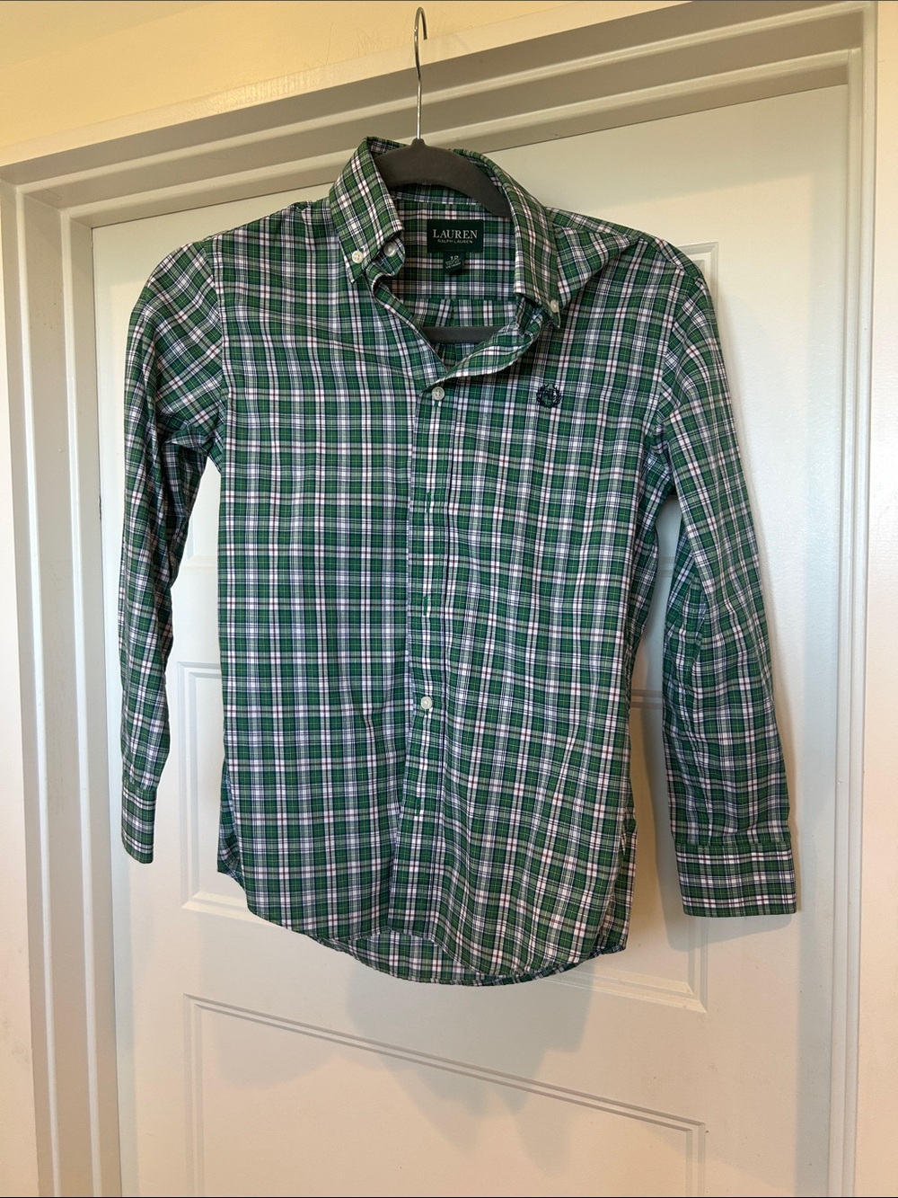 Lauren Ralph Lauren Green & White Plaid Button-Down Shirt